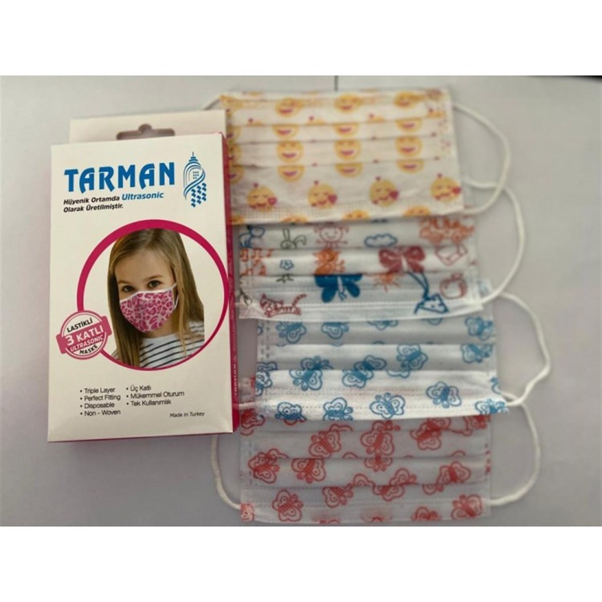 TARMAN ÇOCUK YÜZ MASKESİ 3 KATLI 10 ADET