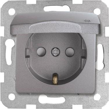 Viko Granit Gri Kapaklı Topraklı Priz 90442012