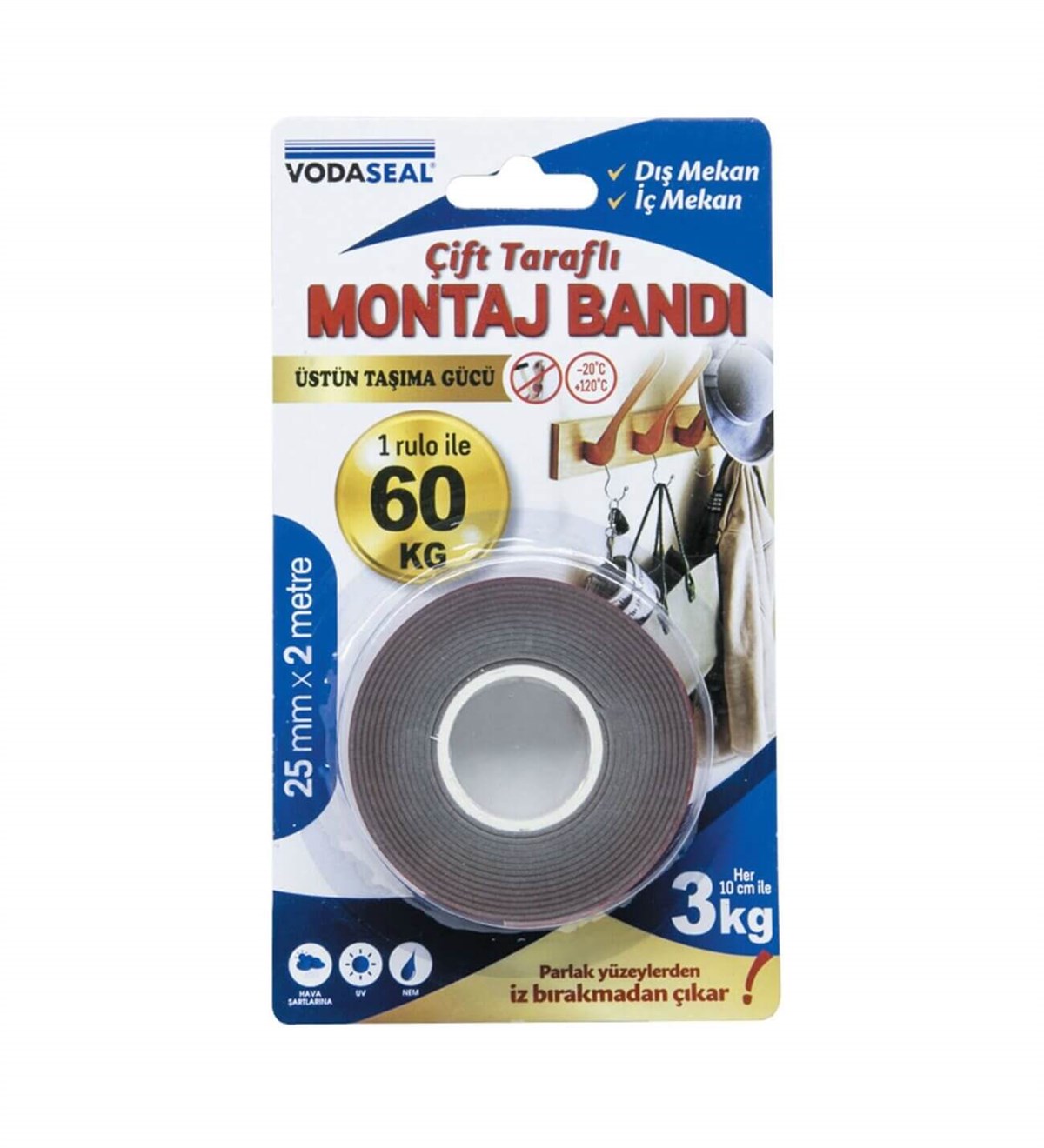 Vodaseal Vhb Montaj Bandı Gri 25 Mm x 2 Metre