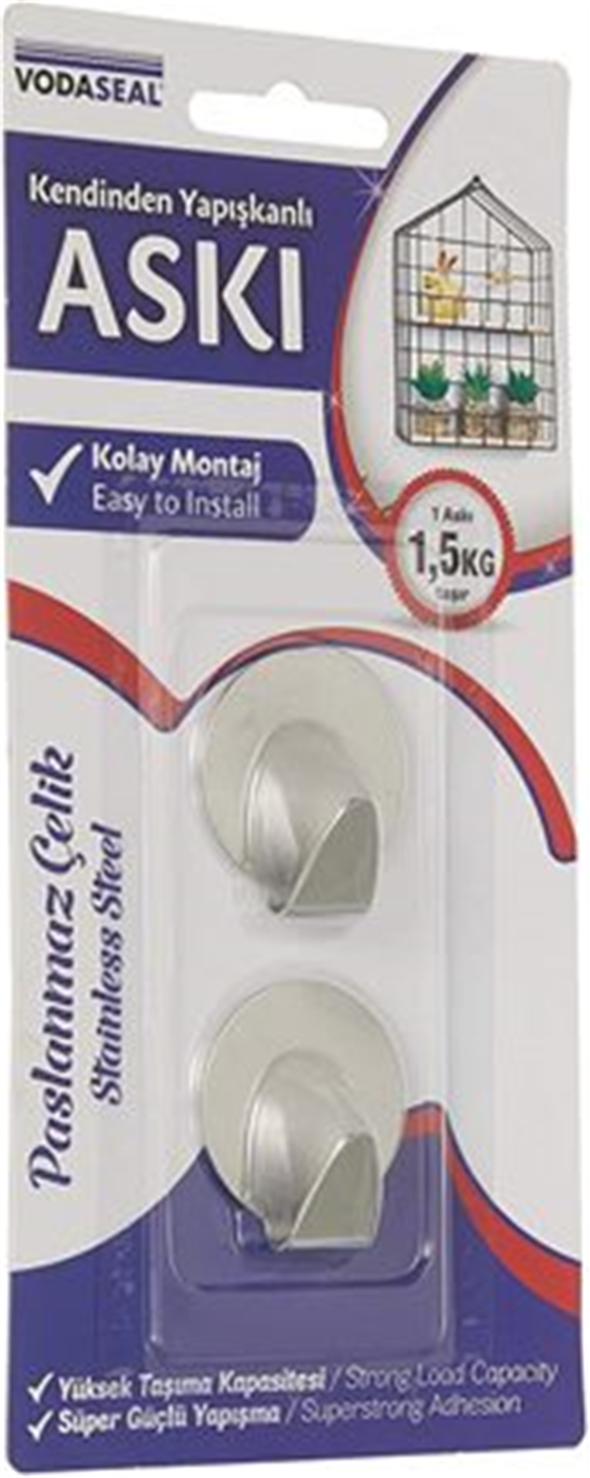Vodaseal Yapışkanlı Paslanmaz Yuvarlak Askı 1.5kg