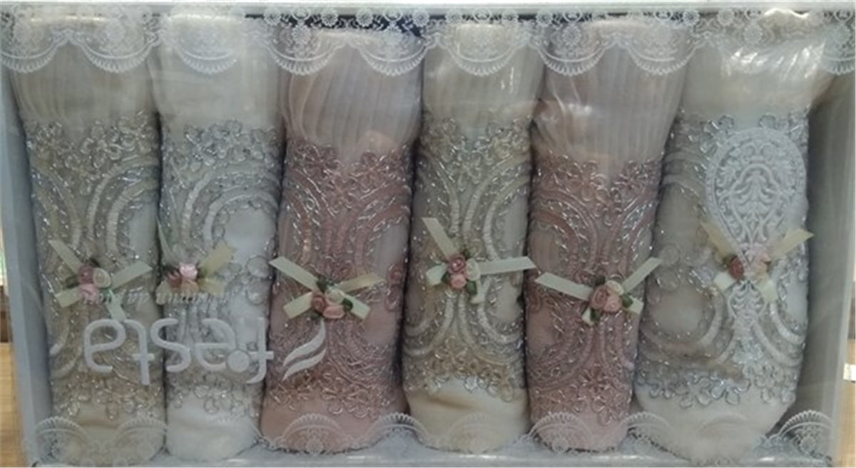 50X90 Elif Kadife Pliseli 6 Lı Set Havlu