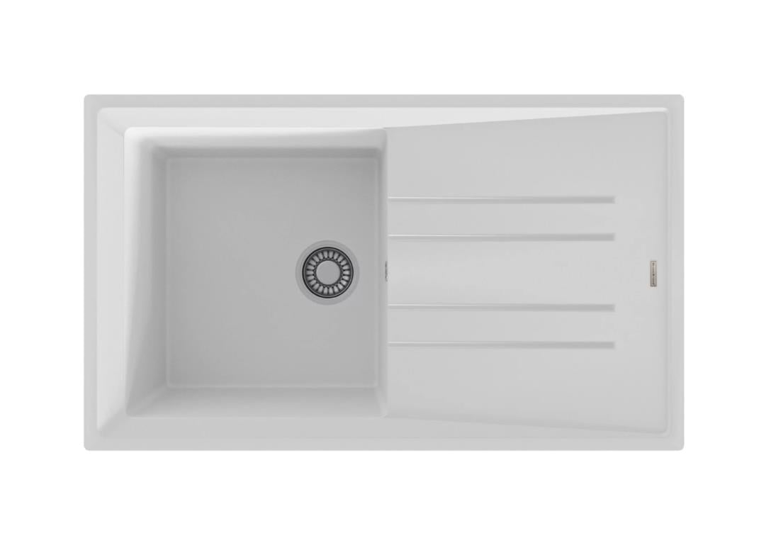 Black Stone Atlantis Tek Gözlü Beyaz Granit Evye