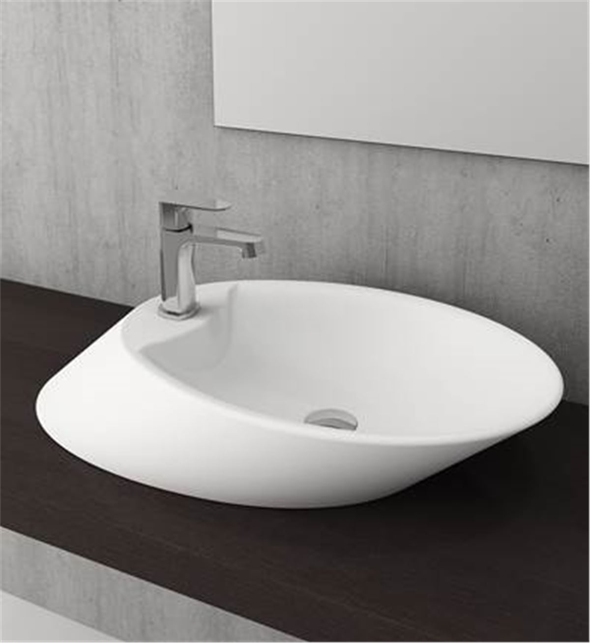 Bocchi1021-002-0126 Milano Batarya Delikli Çanak Lavabo Mat Beyaz