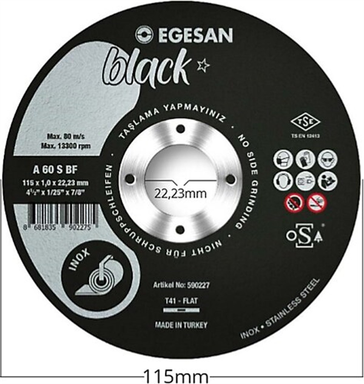 Egesan 111x1 Siyah İnox Kesici