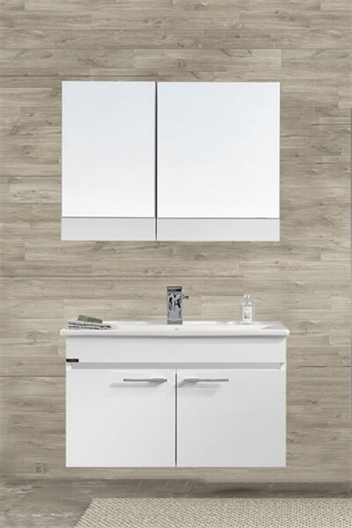 Gold Banyo Anita Beyaz Banyo Dolabı 80 Cm Seramik Lavabo