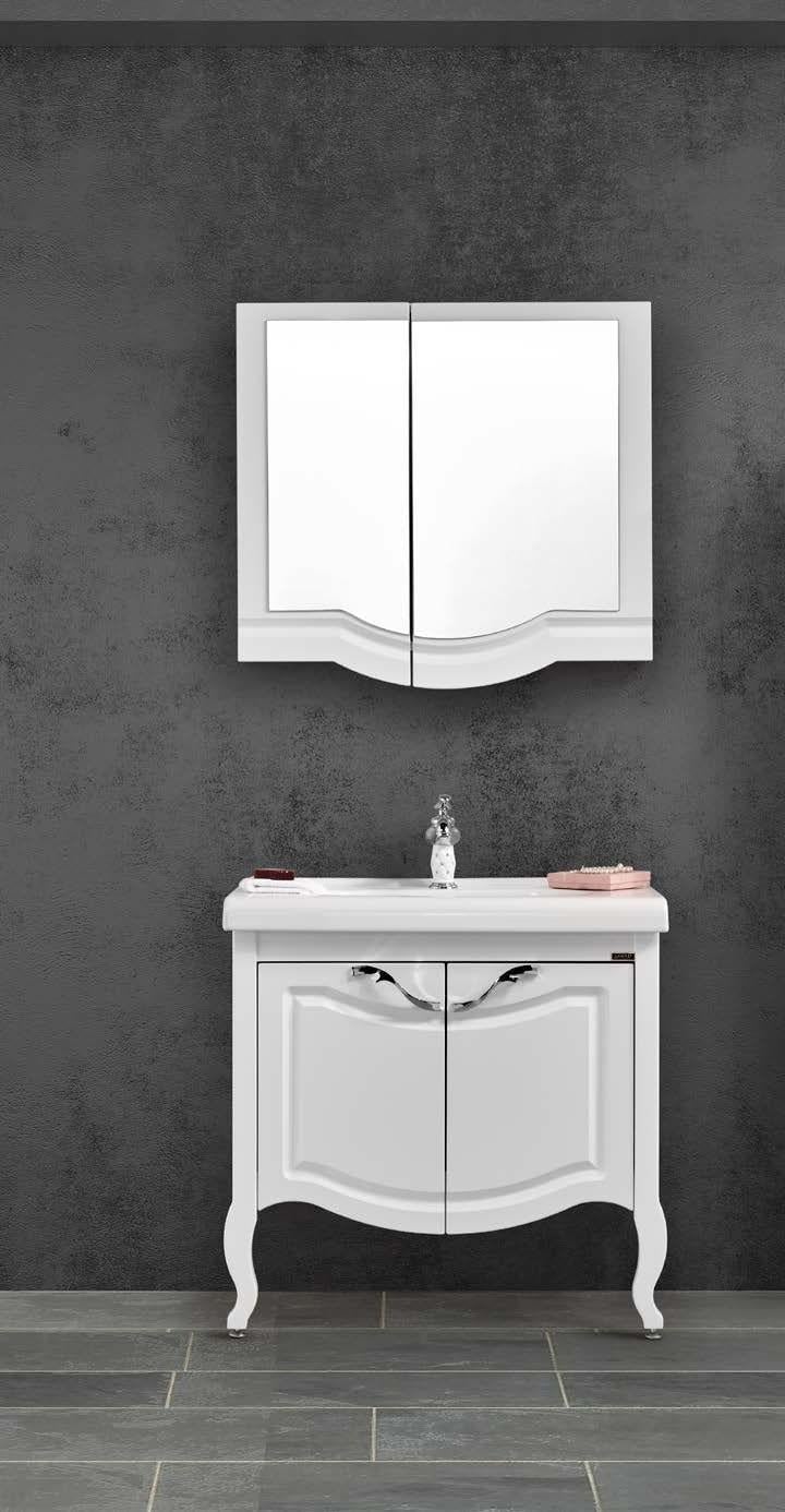 Gold Banyo Elenore Beyaz Banyo Dolabı  80 Cm Seramik Lavabo