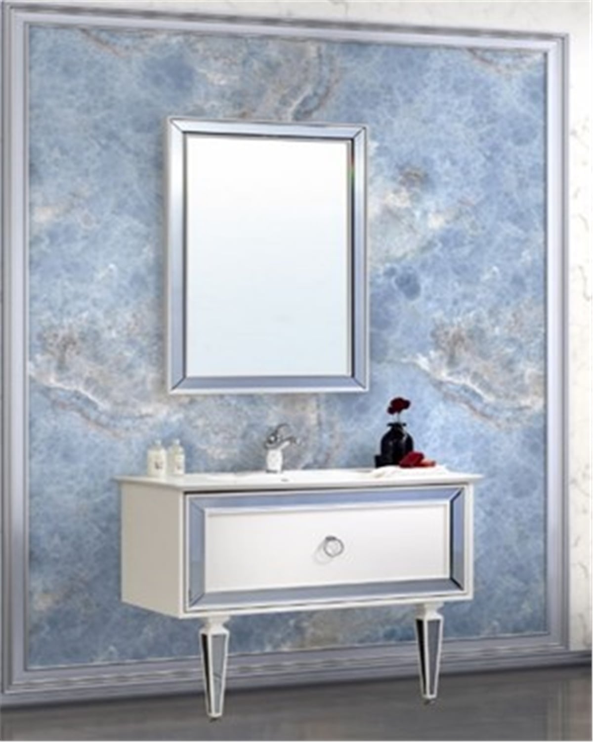Gold Banyo Nora Beyaz Banyo Dolabı 105 Cm Seramik Lavabo
