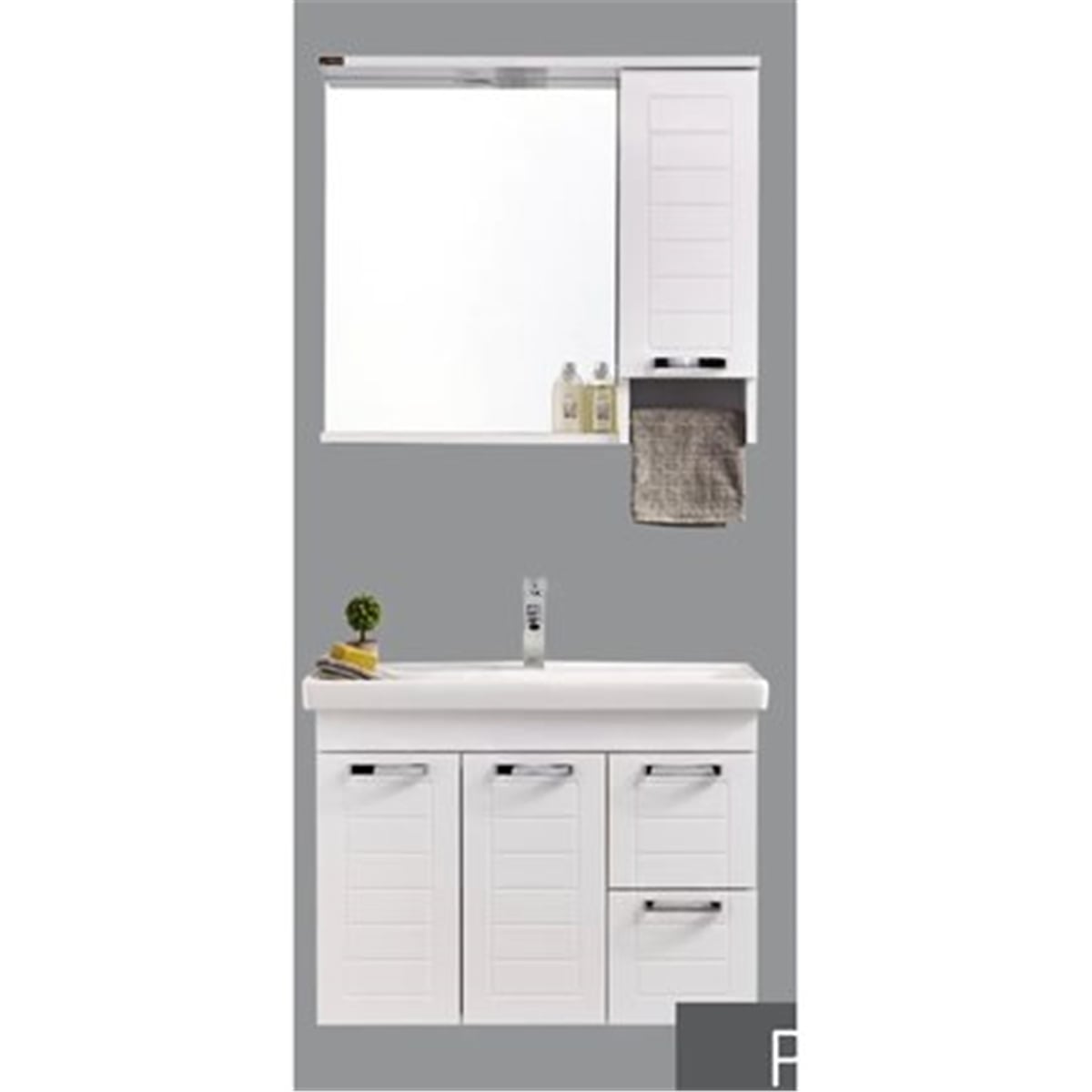 Gold Banyo Porto 80 Cm Beyaz Banyo Dolabı Seramik Lavabo