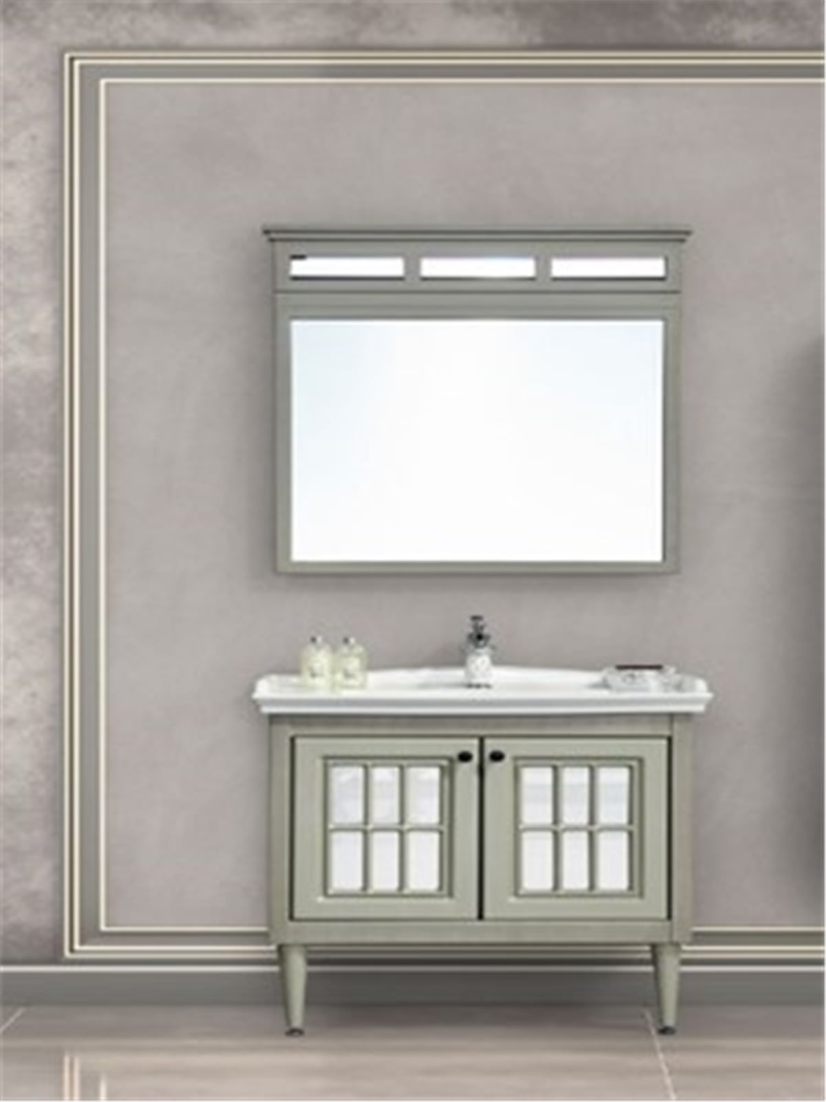 Gold Banyo Vedenda Füme banyo Dolabı 80 Cm Seramik Lavabo