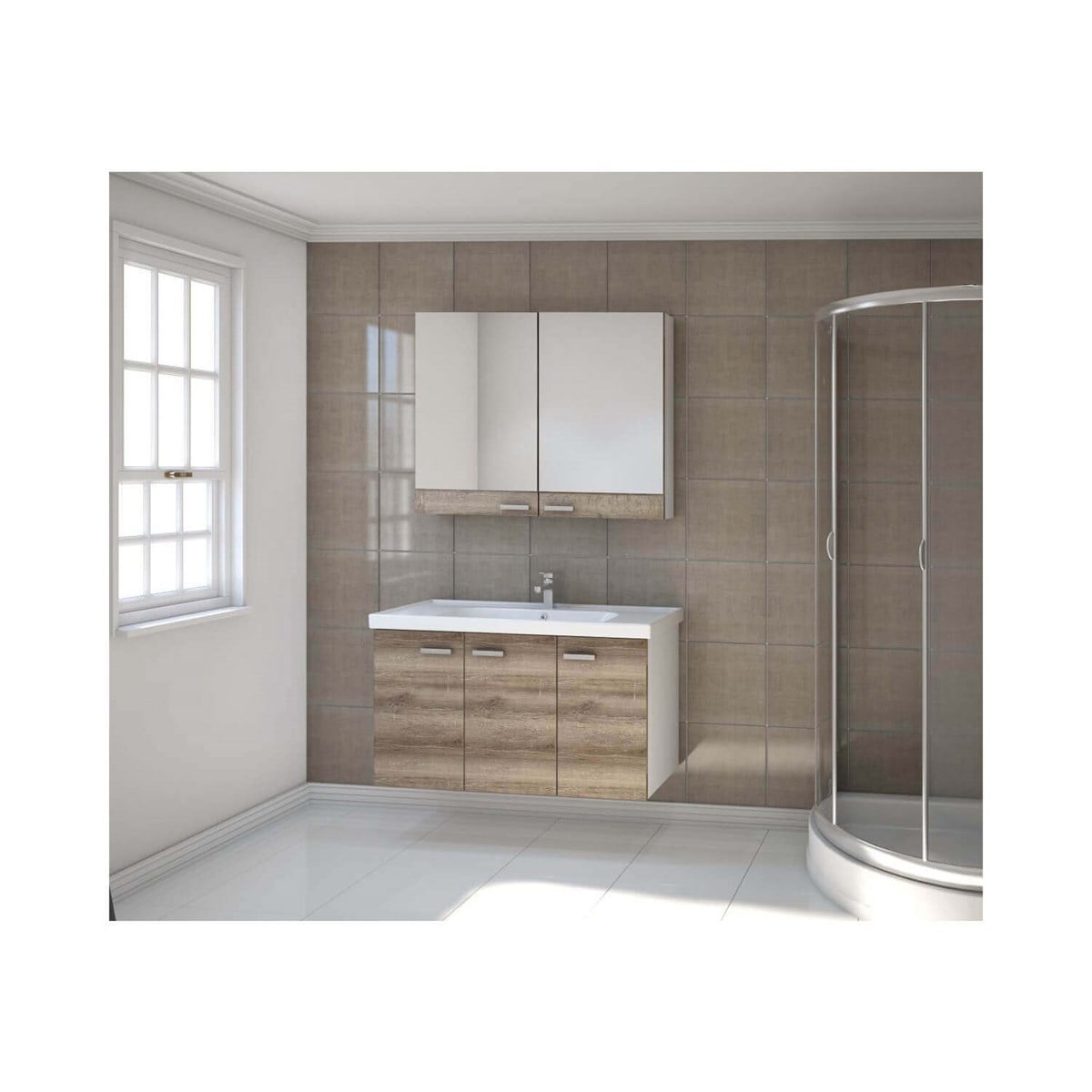 Kare Banyo Terra Sacramento Banyo Dolabı 100 Cm Seramik Lavabo