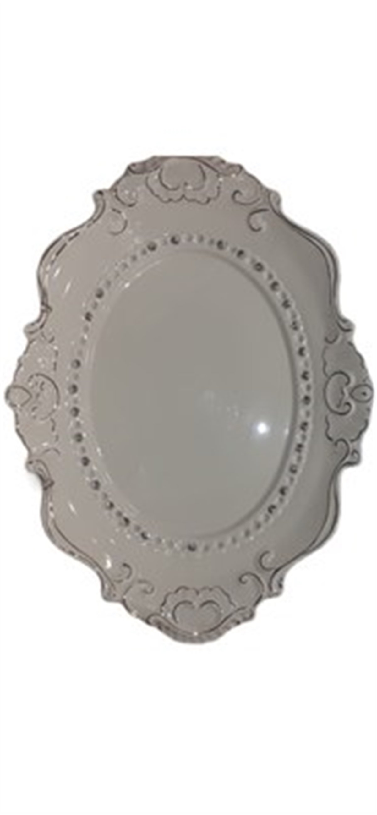 Krem Taşlı Yayvan Tabak Meyvelik 45 Cm