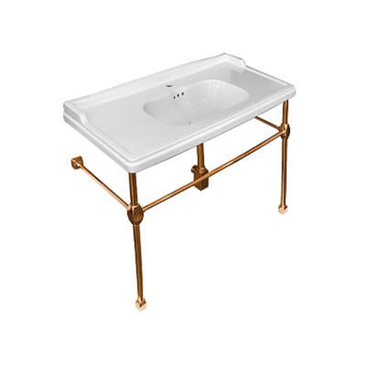 Newarc Elite Tek Delikli Etajerli Altın Ayaklı 100 Cm Lavabo