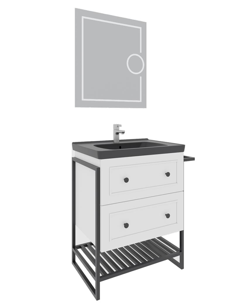Seramiksan Banyo Dolabı Loft 80 Cm Beyaz + Lavabo