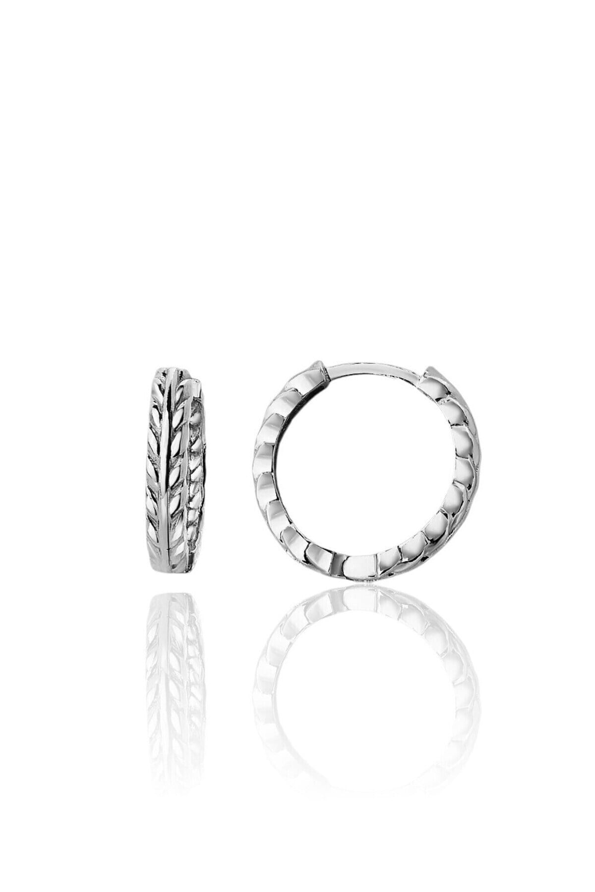 Gümüş 925 Ayar 17 Mm Dokulu Halka Küpe
