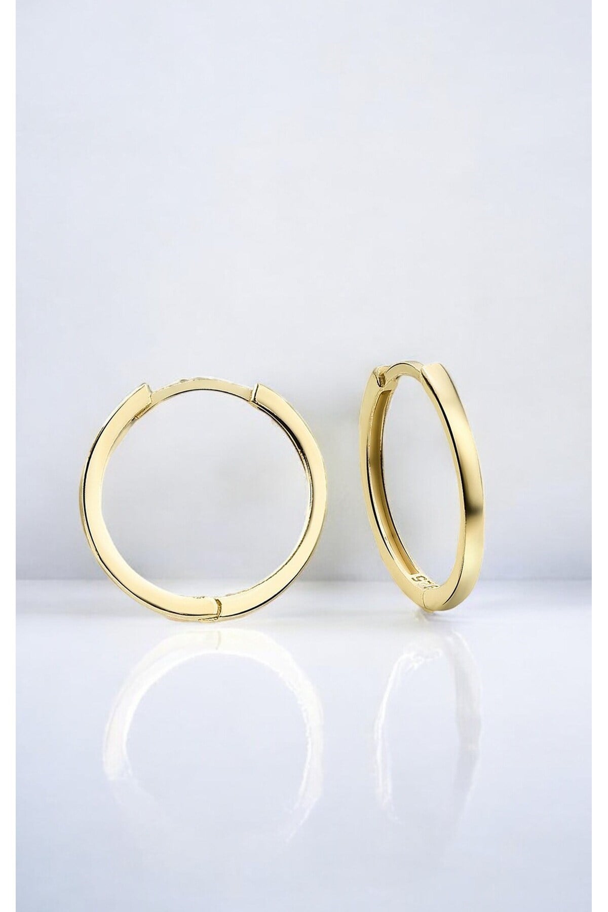 Gümüş 925 Ayar  2,5 cm Halka Gold Küpe
