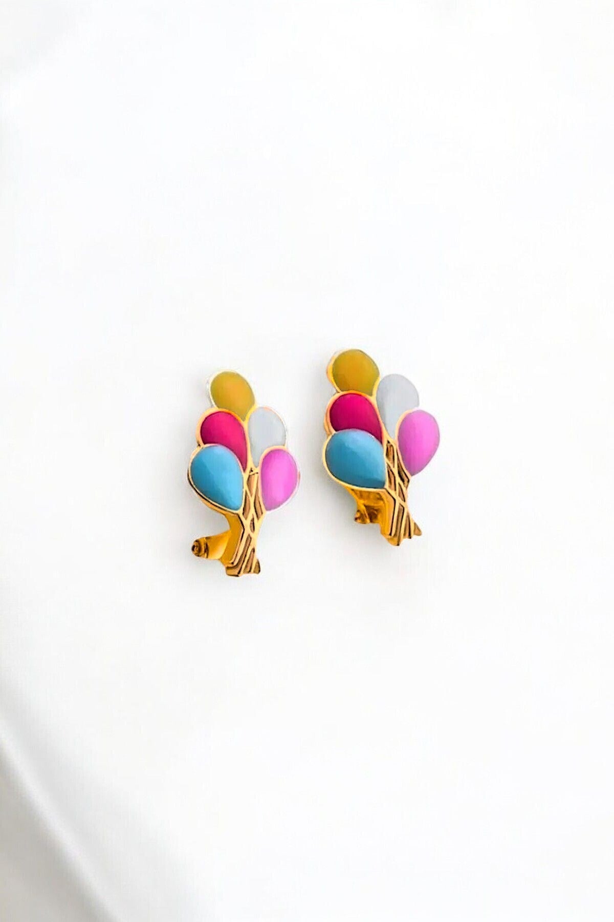 Gümüş 925 Ayar Balon Model Renkli Çocuk Küpesi