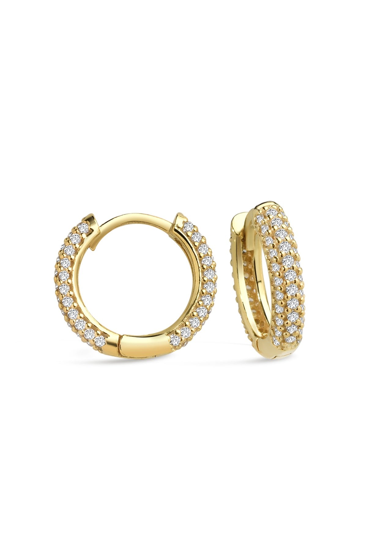 Gümüş 925 Ayar Işıltılı Zirkon Taşlı 1,6 cm Halka Gold Küpe