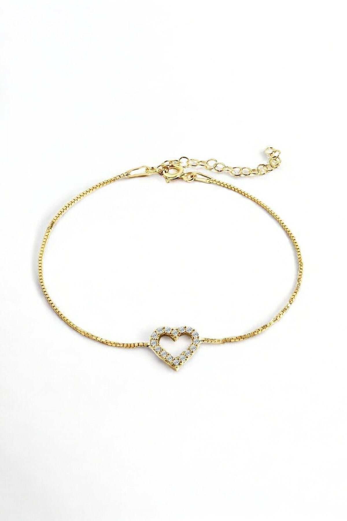 Gümüş 925 Ayar Love Model Zirkon Taşlı Ayarlanablir Gold Bileklik