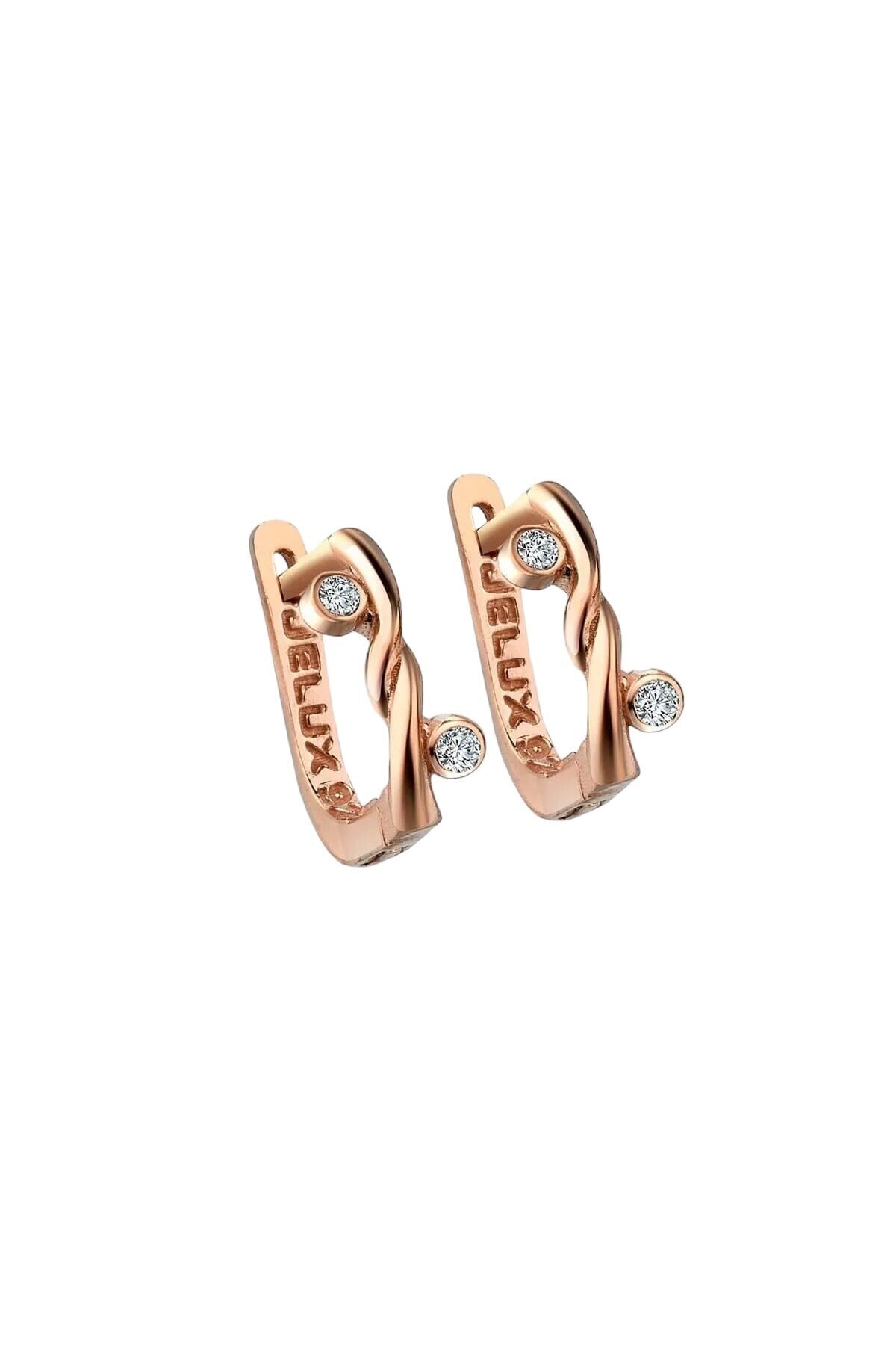 Gümüş 925 Ayar Zirkon Taşlı Burgu Model Rose Küpe