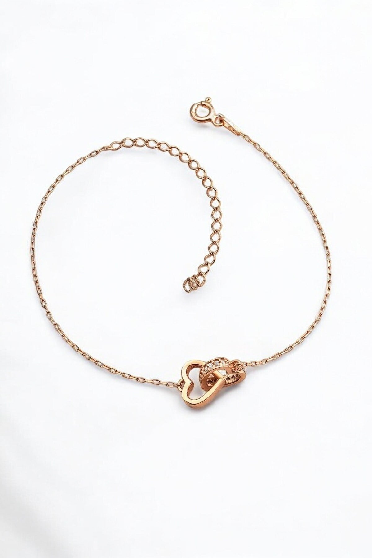 Gümüş 925 Ayar Zirkon Taşlı Rose Sevgi Bilekliği
