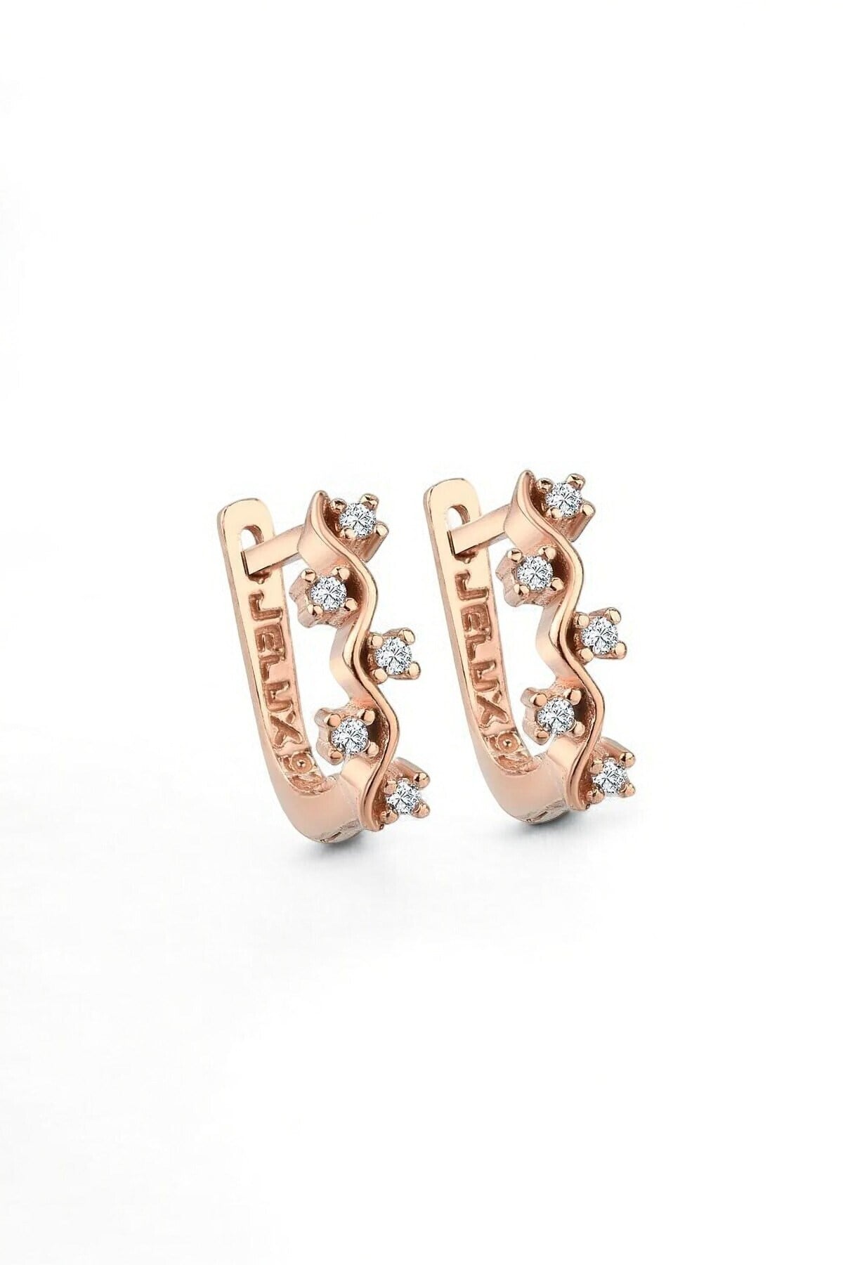 Gümüş 925 Ayar Zirkon Taşlı Sarmaşık Model Rose Küpe