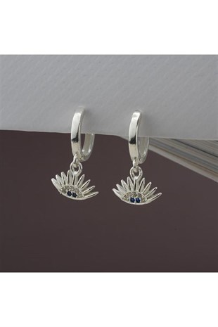 Gümüş 925 Ayar Güneş Model Safir Taşlı Küpe