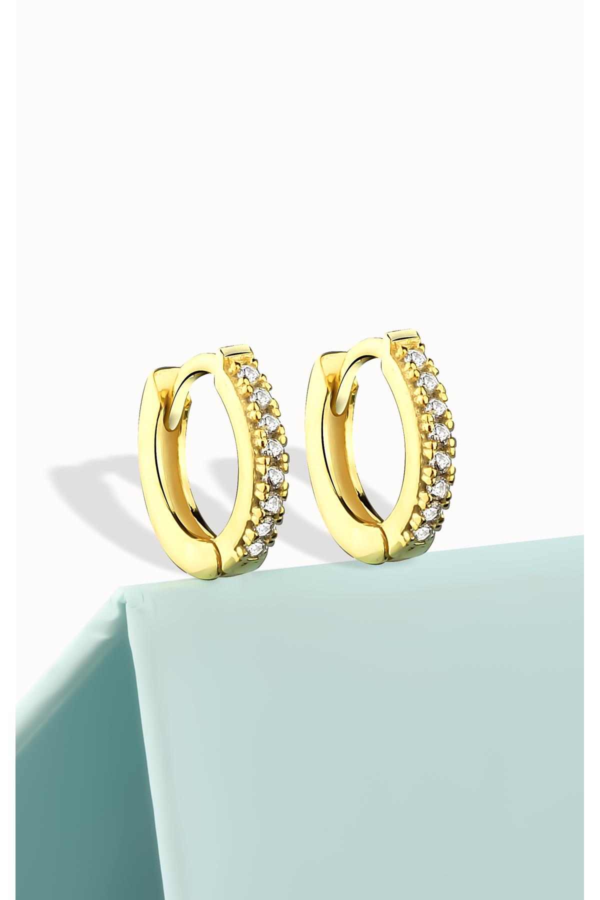 925 Ayar Gümüş 12 Mm Zirkon Siyah Taşlı Rose Küpe