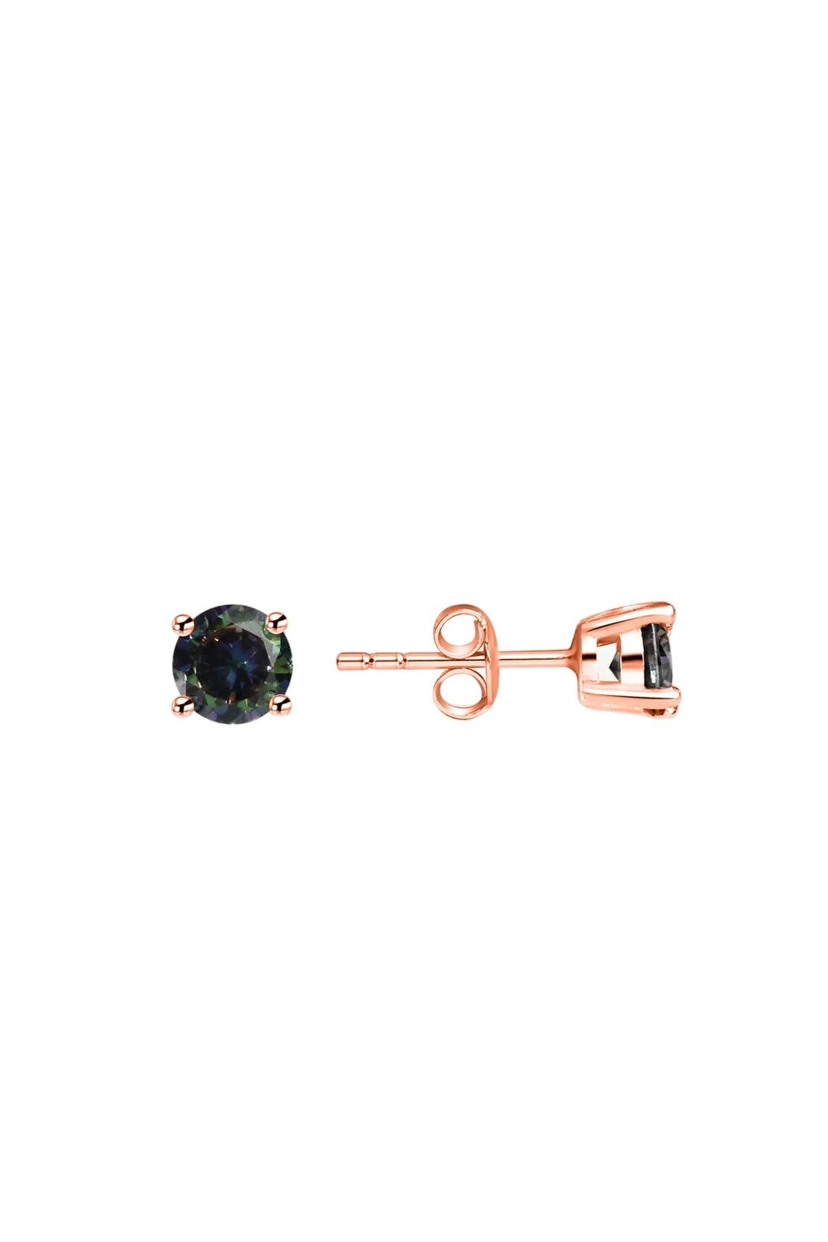 925 Ayar Gümüş 5 mm 4 Tırnaklı Model Premium Star Kesim Mistik Topaz Taşlı Çivili Rose Küpe