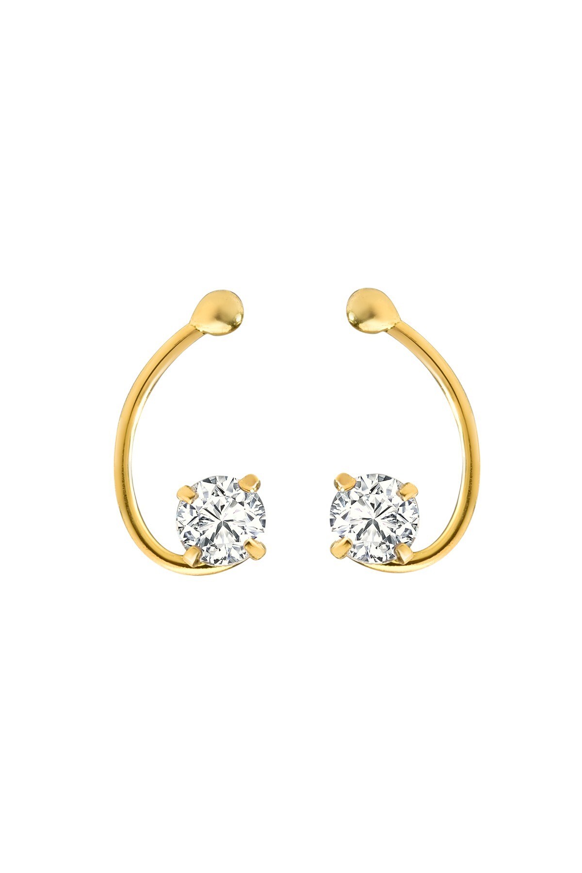 925 Ayar Gümüş Aurora Model Zirkon Taşlı Gold Küpe