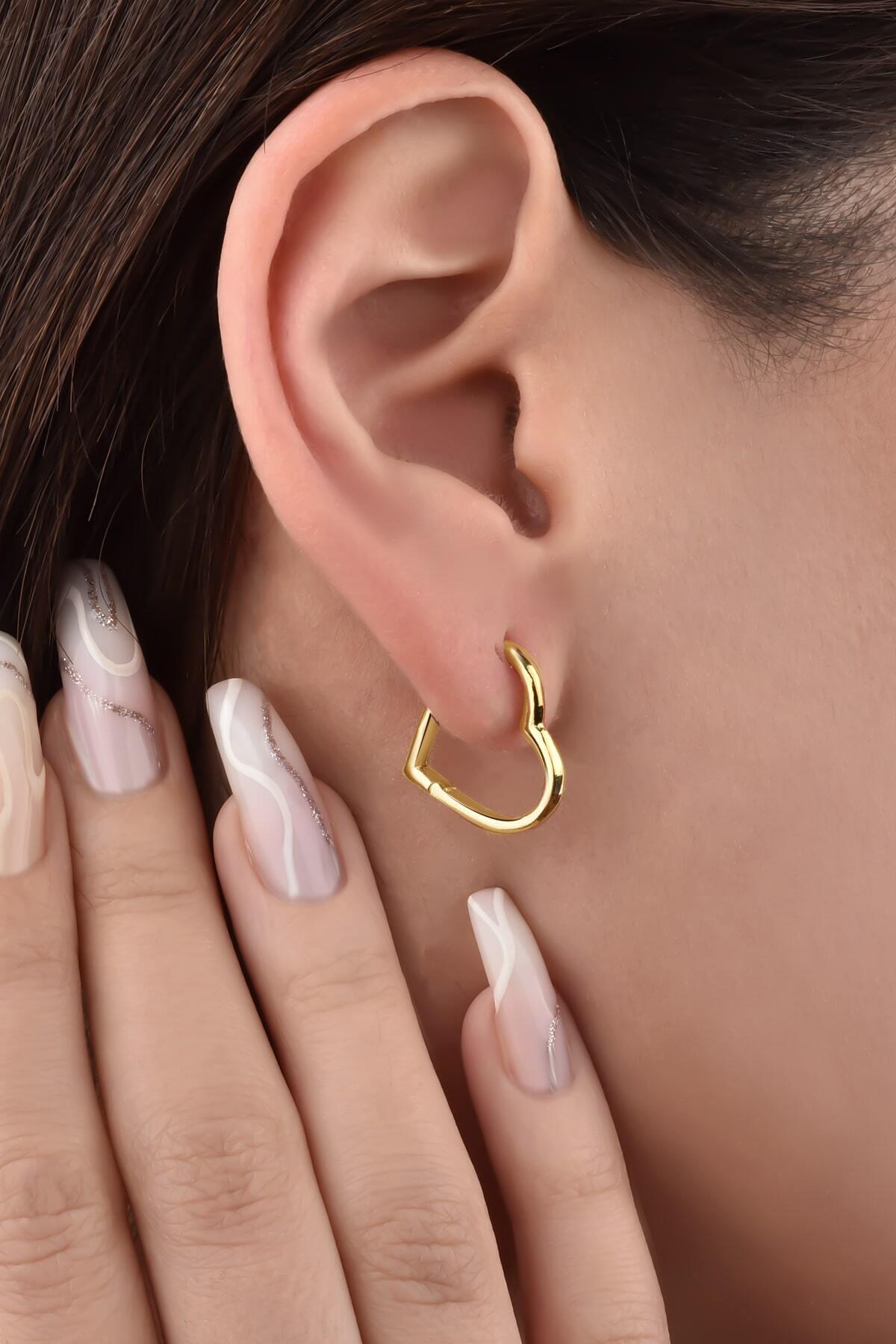 925 Ayar Gümüş Kalp Model Rose Küpe