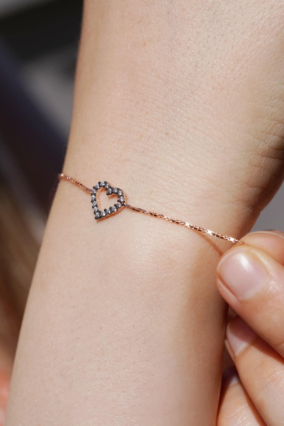 925 Ayar Gümüş Love Model Zirkon Taşlı Ayarlanablir Gold Bileklik