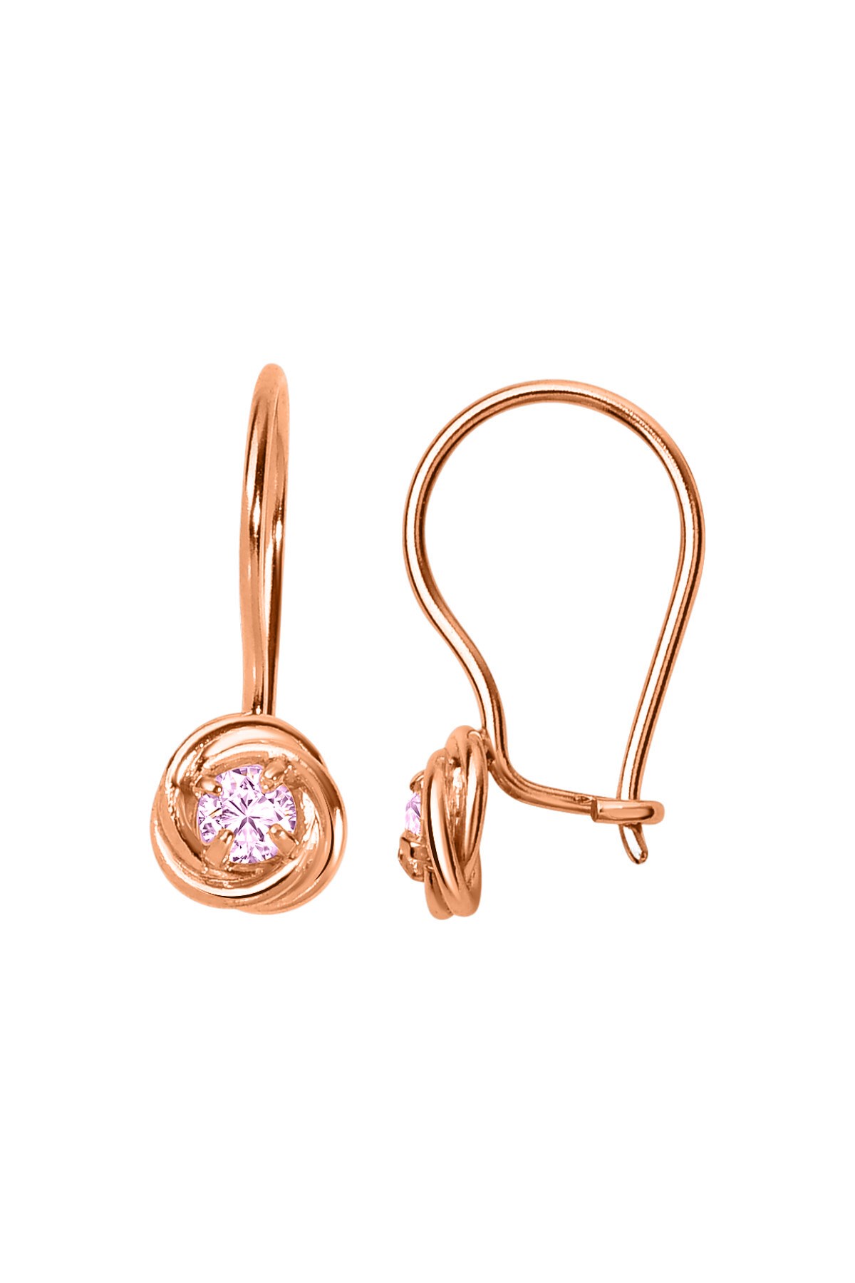 925 Ayar Gümüş Sevgi Çiçeği Pembe Taşlı Gümüş Gold Çocuk Rose Küpe