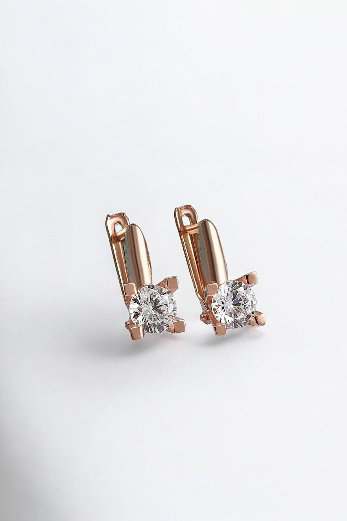 925 Ayar Kadın 4.5 Mm Rose Renkli J Gümüş Küpe