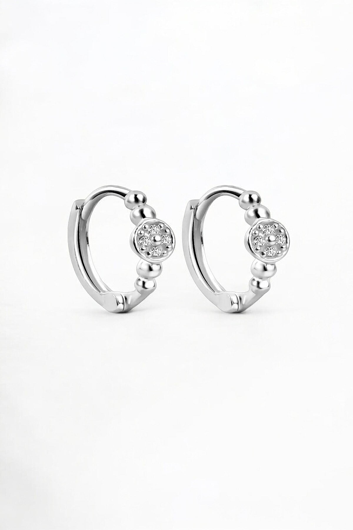 Gümüş 925 Ayar 1.3 Cm Zirkon Taşlı Toplu Küpe