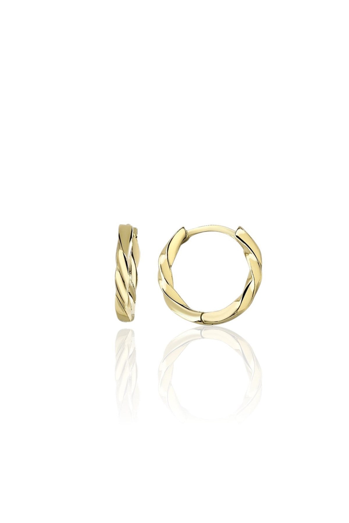 Gümüş 925 Ayar 14 Mm Burgu Halka Model Gümüş Gold Küpe