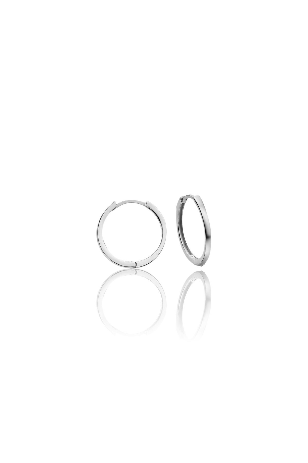 Gümüş 925 Ayar 14 Mm Düz Halka Model Minimalist Küpe