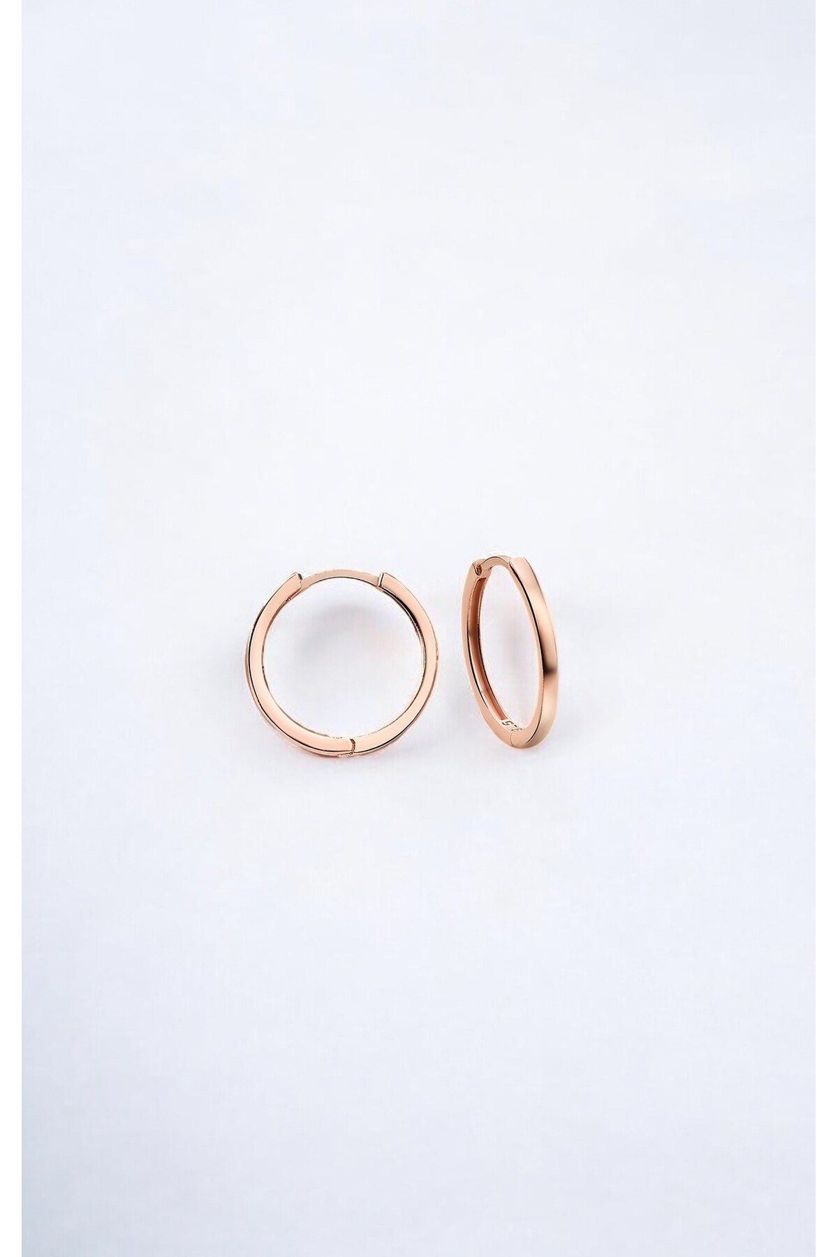 Gümüş 925 Ayar 14 mm Halka Model Minimalist Rose Küpe