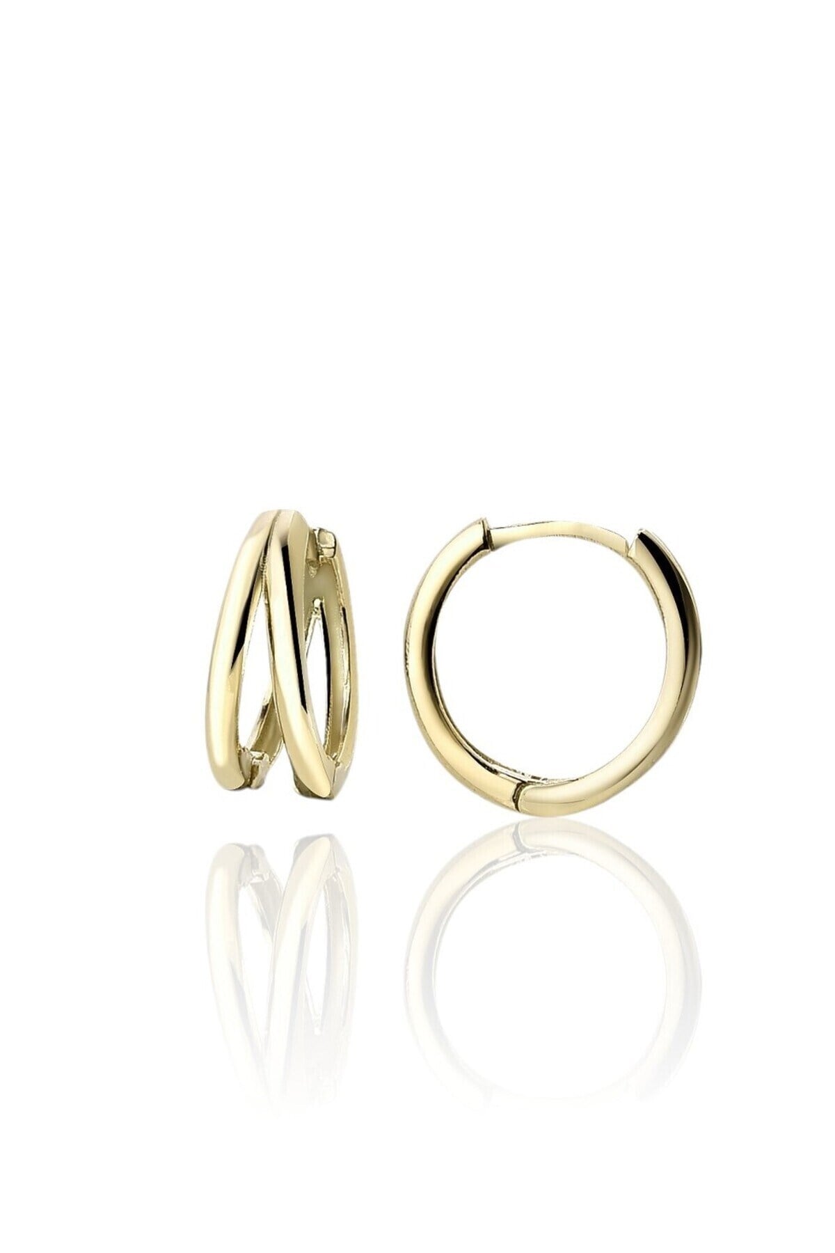 Gümüş 925 Ayar 15 Mm Çift Halka Gold Küpe