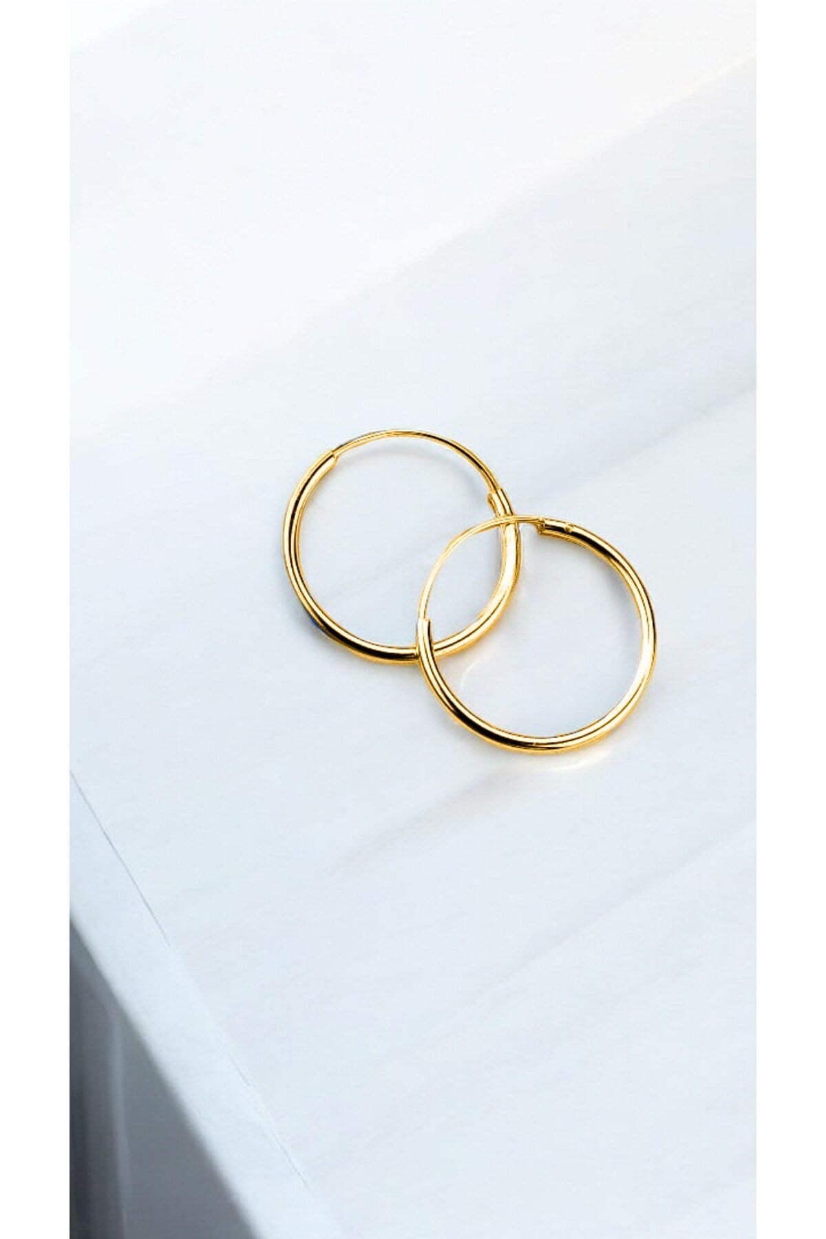 Gümüş 925 Ayar 16 Mm Düz Halka Model Gold Küpe