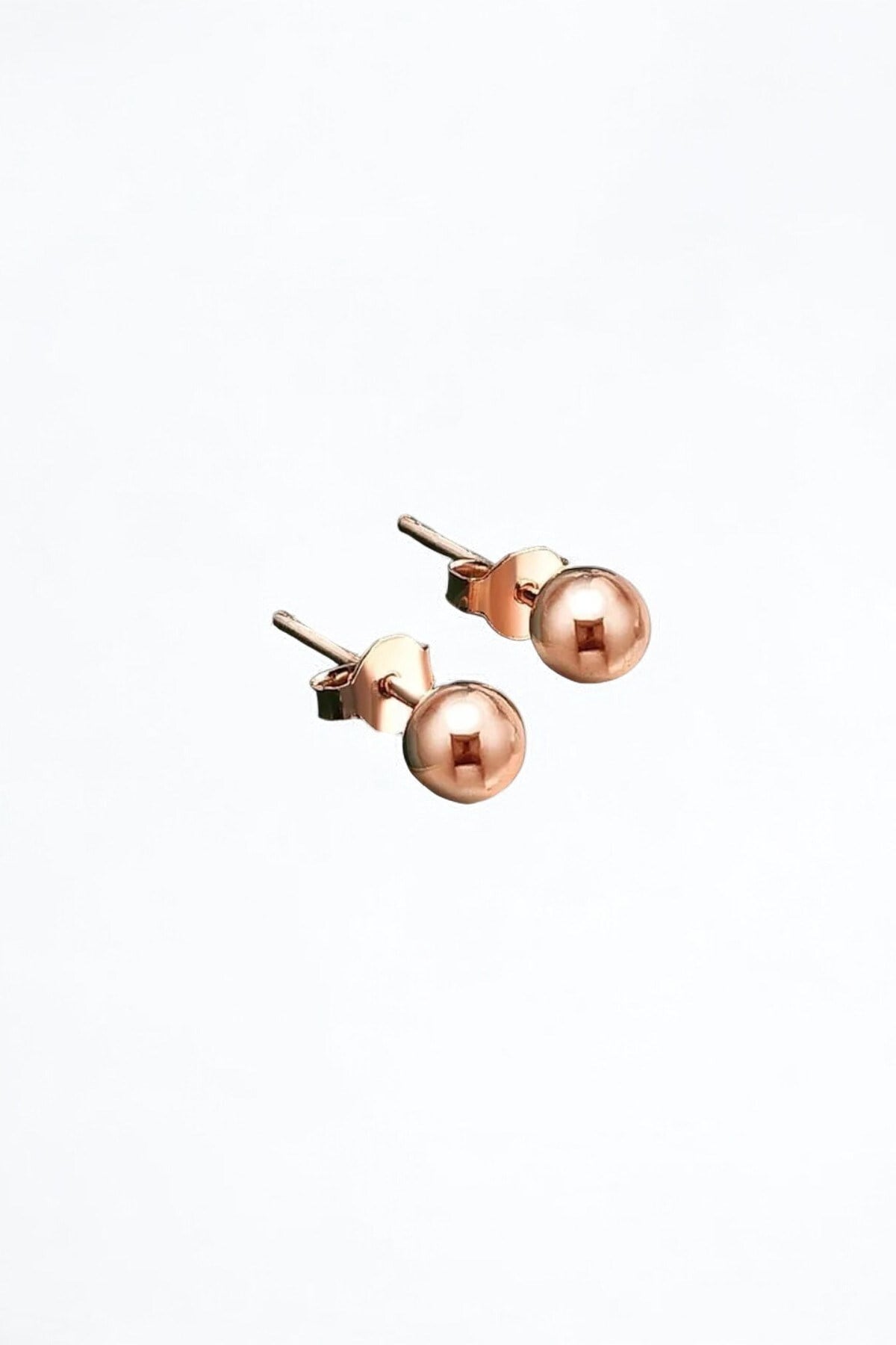 Gümüş 925 Ayar 4 Mm Rose Renkli Çivili Küpe