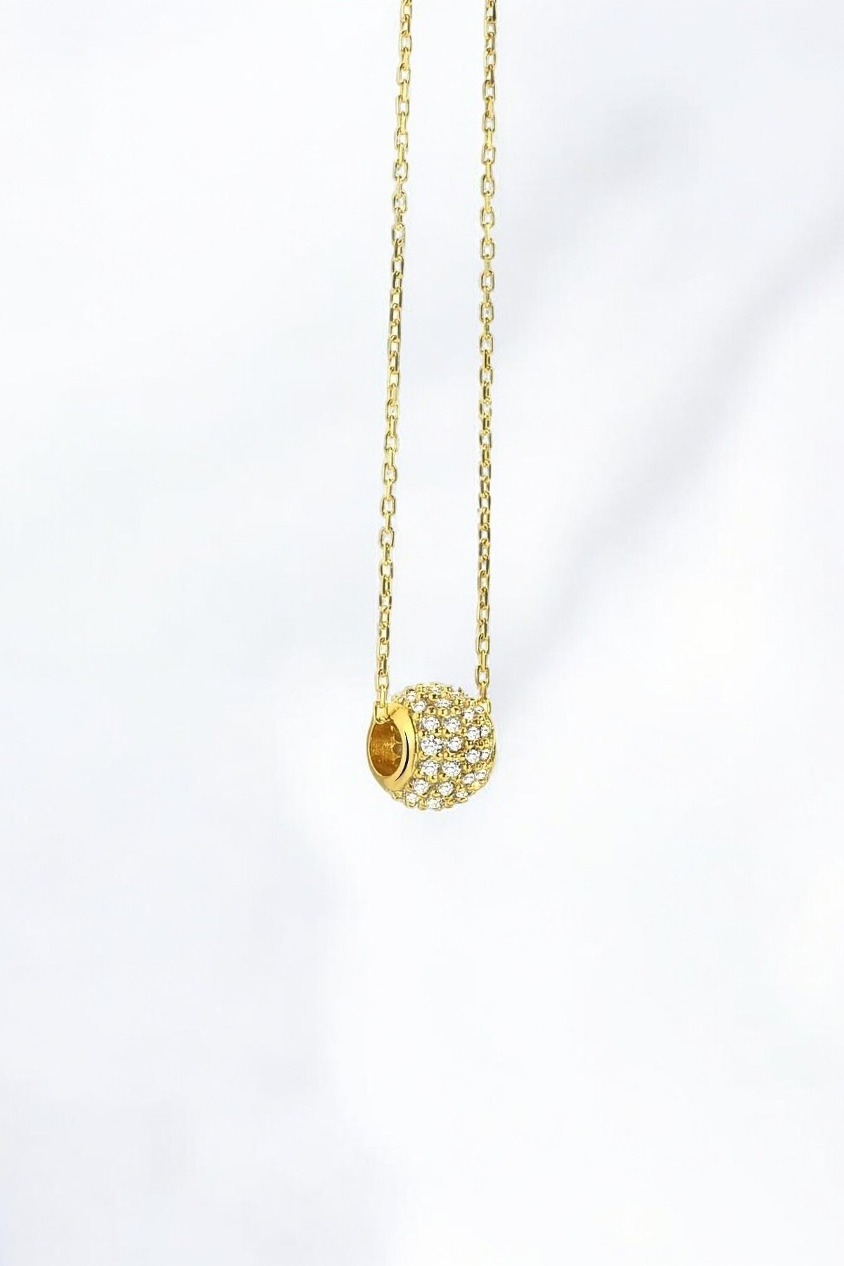 Gümüş 925 Ayar 45 Cm Toplu Taşlı Kadın Gold Kolye