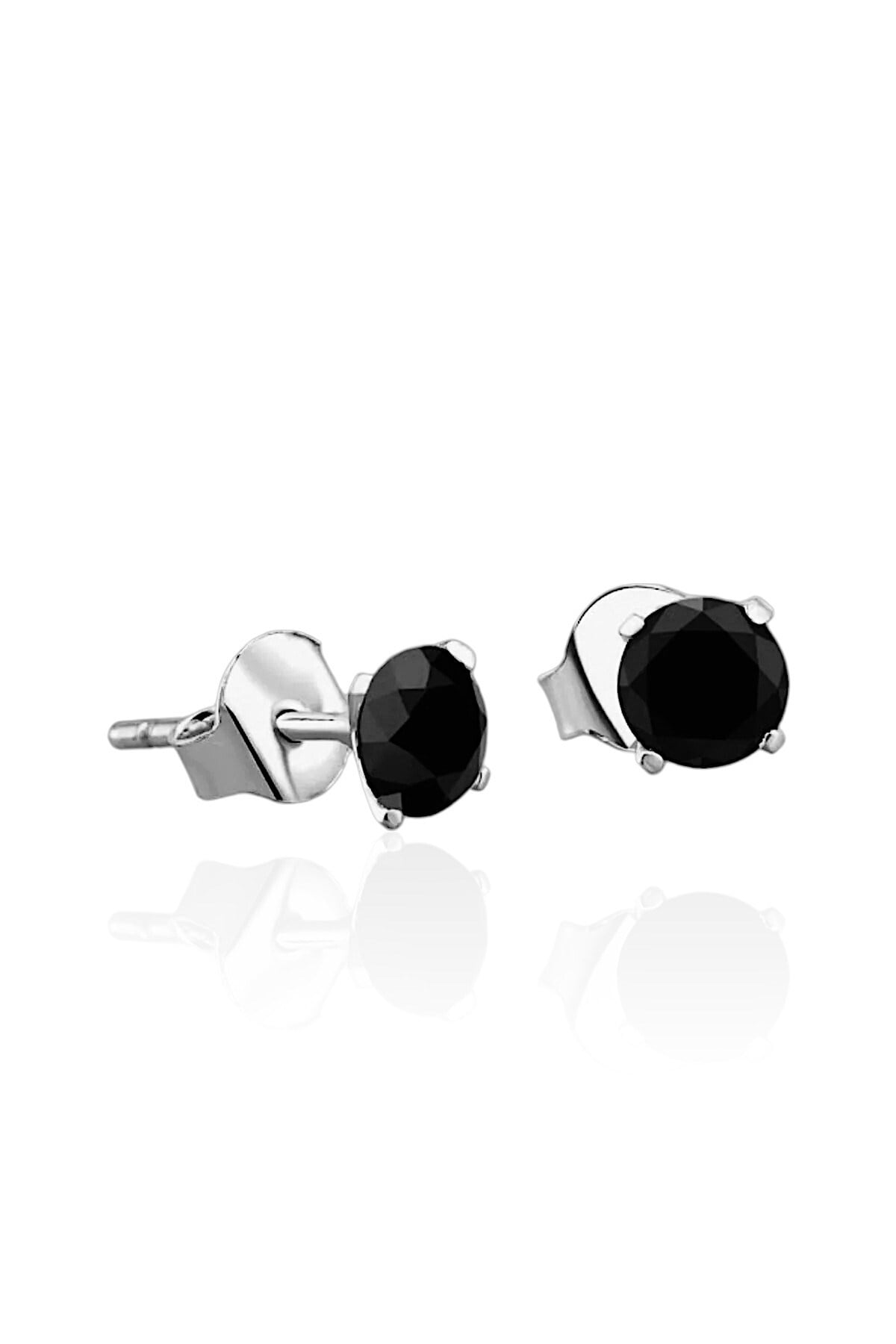 Gümüş 925 Ayar 4mm Tek Zirkon Taşlı Çivili Küpe
