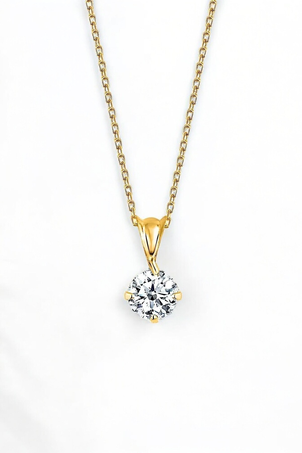 Gümüş 925 Ayar 6 Mm Premium Star Kesim Zirkon Taşlı 45 Cm Gold Kolye