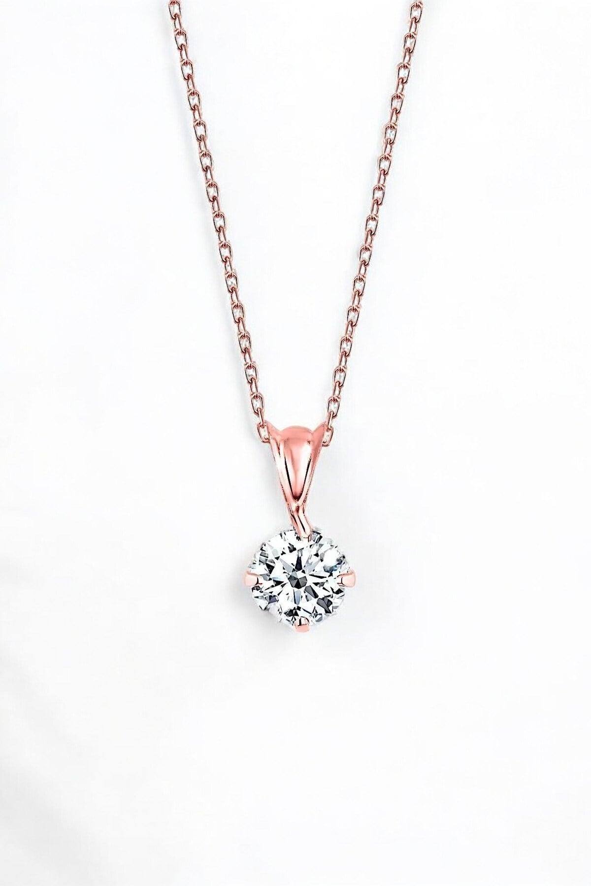 Gümüş 925 Ayar 6 Mm Premium Star Kesim Zirkon Taşlı 45 Cm Rose Kolye
