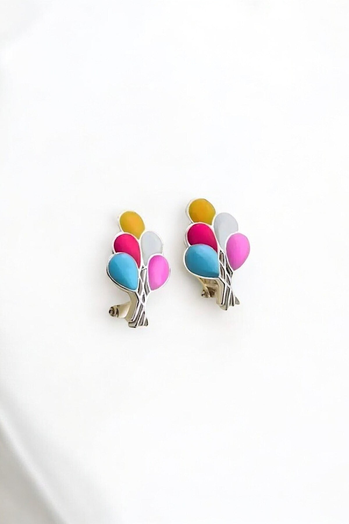 Gümüş 925 Ayar Balon Model Renkli Çocuk Küpesi