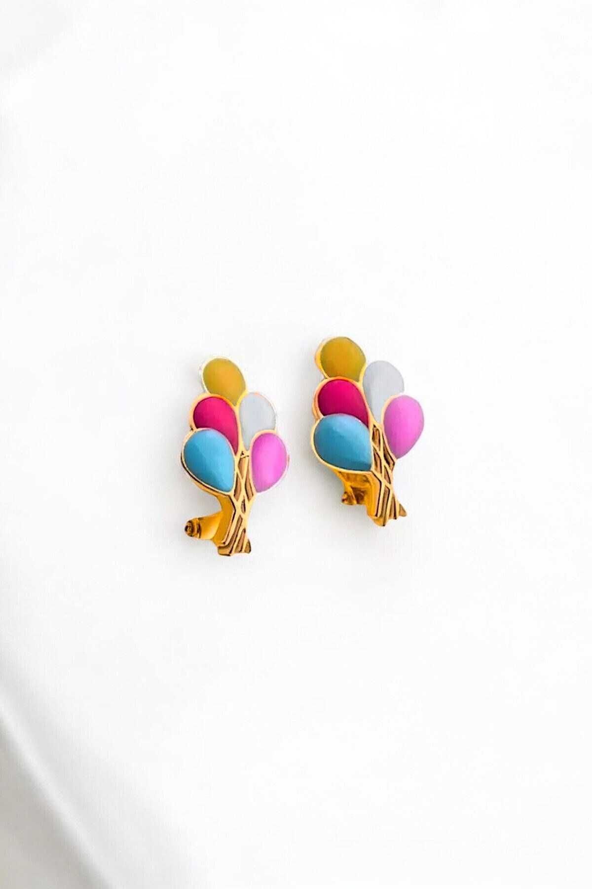 Gümüş 925 Ayar Balon Model Renkli Çocuk Küpesi