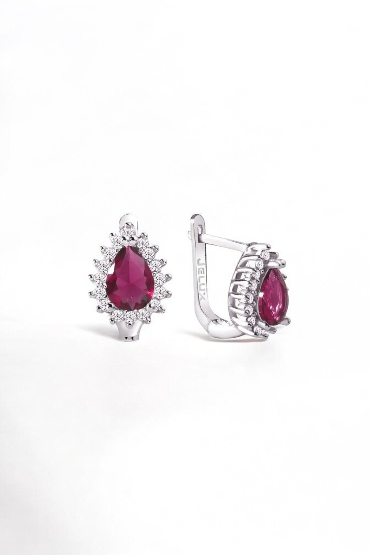 Gümüş 925 Ayar Damla Model Anturaj Montür Yakut Renkli Küpe