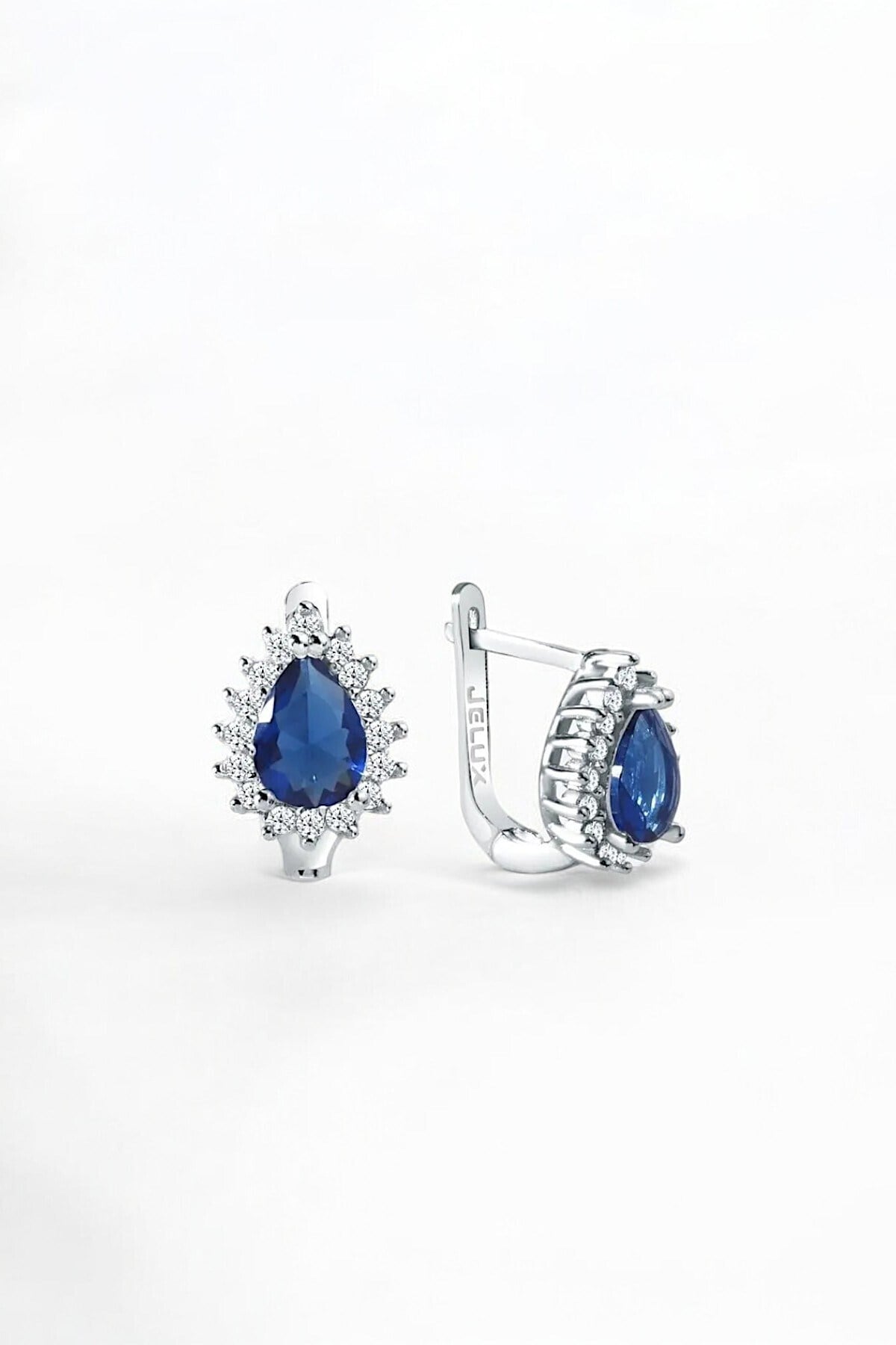 Gümüş 925 Ayar Damla Model Anturaj Montür Safir Renkli Küpe