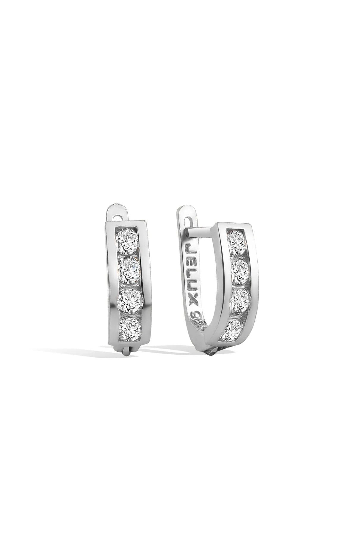 Gümüş 925 Ayar Düz Model  Zirkon Taşlı Çocuk Küpesi