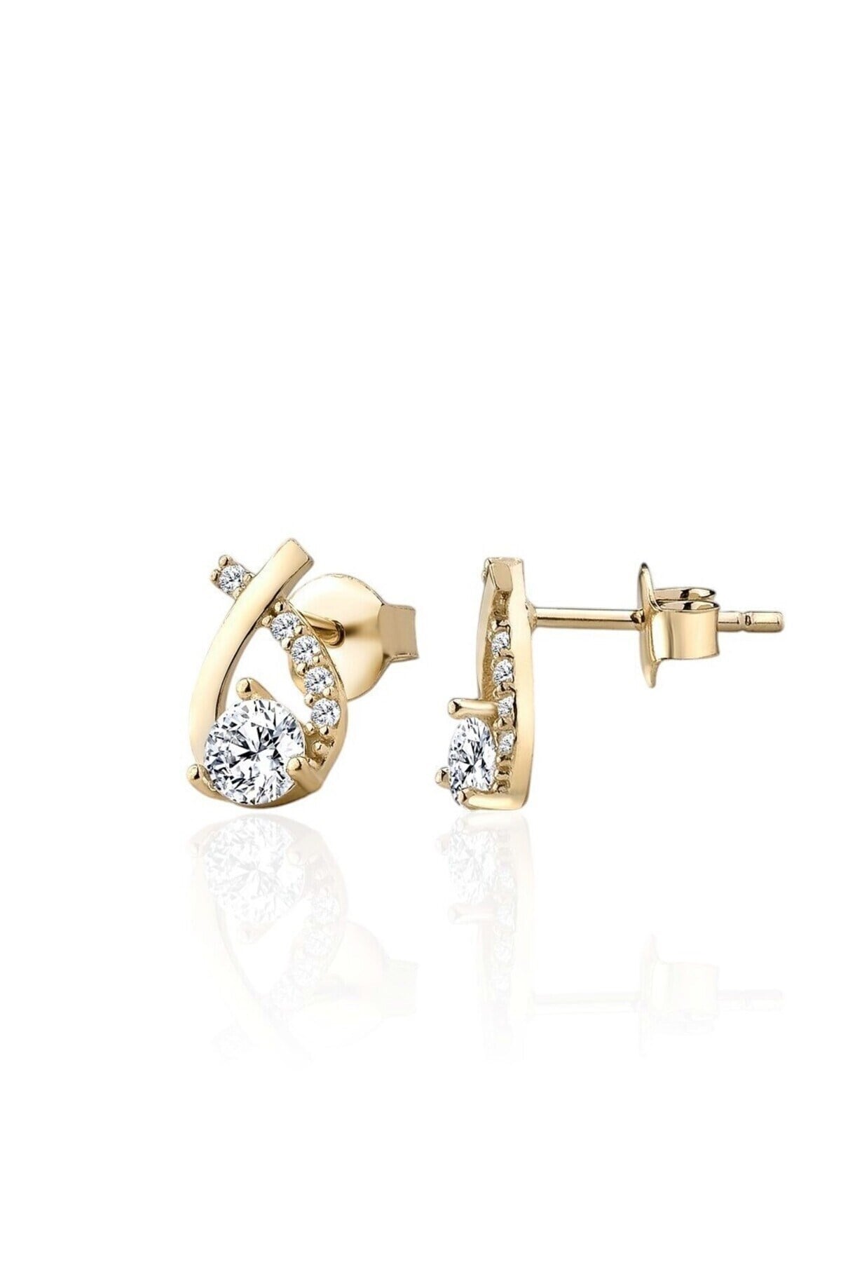Gümüş 925 Ayar Fiyonk Gold Küpe